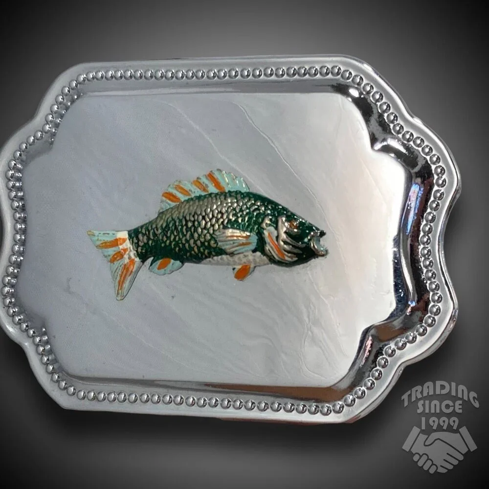 Vintage Belt Buckle Bass Fish‎ Fishing Smooth Mirror-Like Finish Western Gift